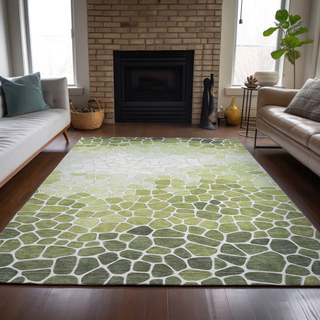 Addison Chantille ACN2190 Geometric Machine Made Transitional Green Rug