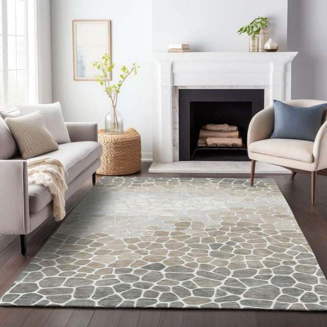 Addison Chantille ACN2190 Geometric Machine Made Transitional Taupe Rug