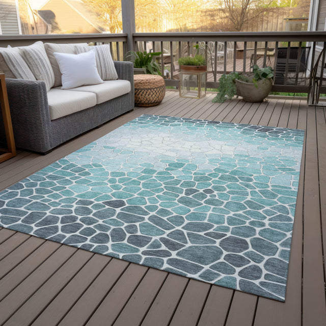 Addison Chantille ACN2190 Geometric Machine Made Transitional Teal Rug