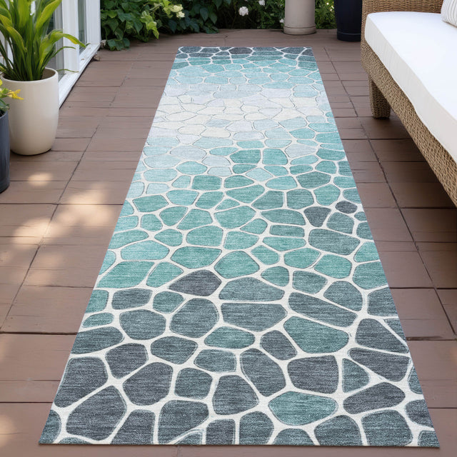 Addison Chantille ACN2190 Geometric Machine Made Transitional Teal Rug