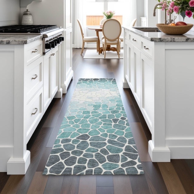 Addison Chantille ACN2190 Geometric Machine Made Transitional Teal Rug