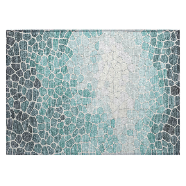 Addison Chantille ACN2190 Geometric Machine Made Transitional Teal Rug