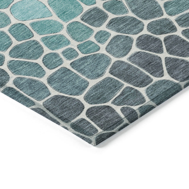 Addison Chantille ACN2190 Geometric Machine Made Transitional Teal Rug