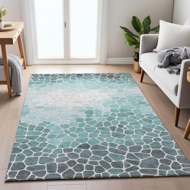 Addison Chantille ACN2190 Geometric Machine Made Transitional Teal Rug