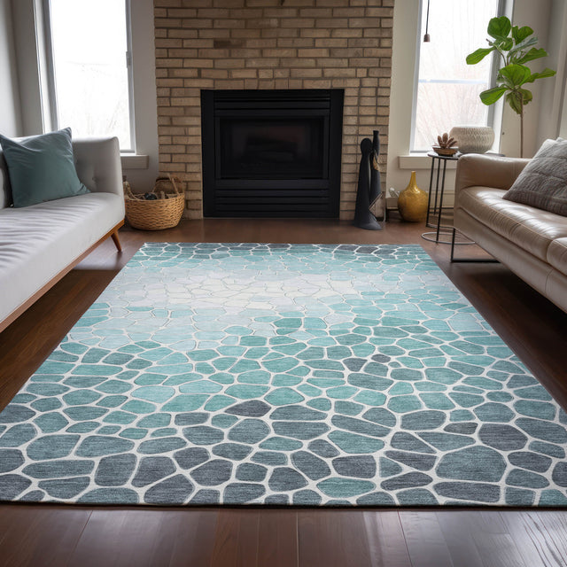 Addison Chantille ACN2190 Geometric Machine Made Transitional Teal Rug
