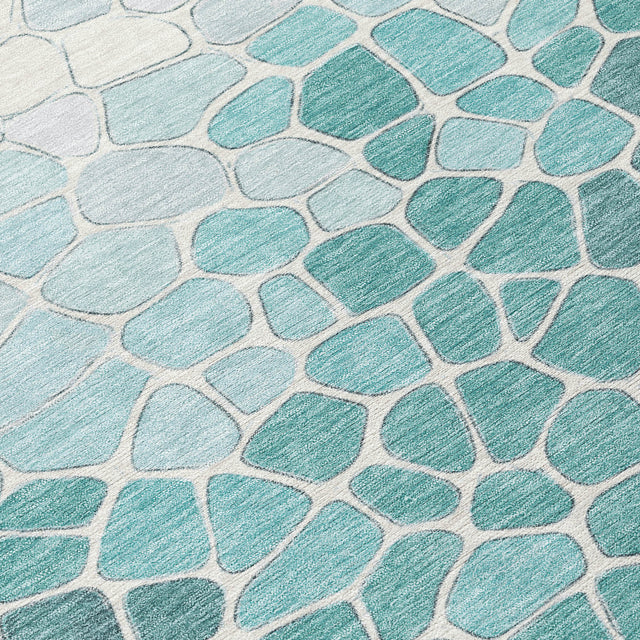 Addison Chantille ACN2190 Geometric Machine Made Transitional Teal Rug