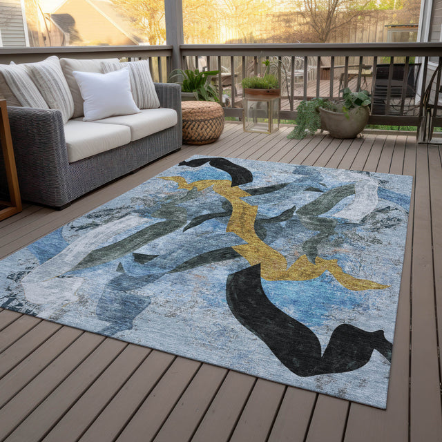 Addison Chantille ACN2191 Abstract Machine Made Transitional Denim Rug