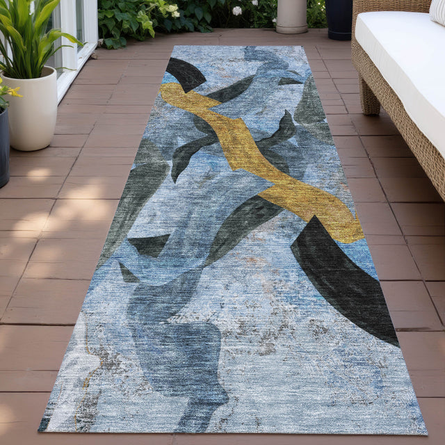 Addison Chantille ACN2191 Abstract Machine Made Transitional Denim Rug