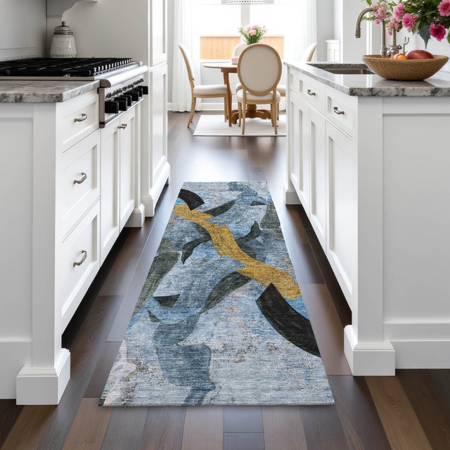 Addison Chantille ACN2191 Abstract Machine Made Transitional Denim Rug