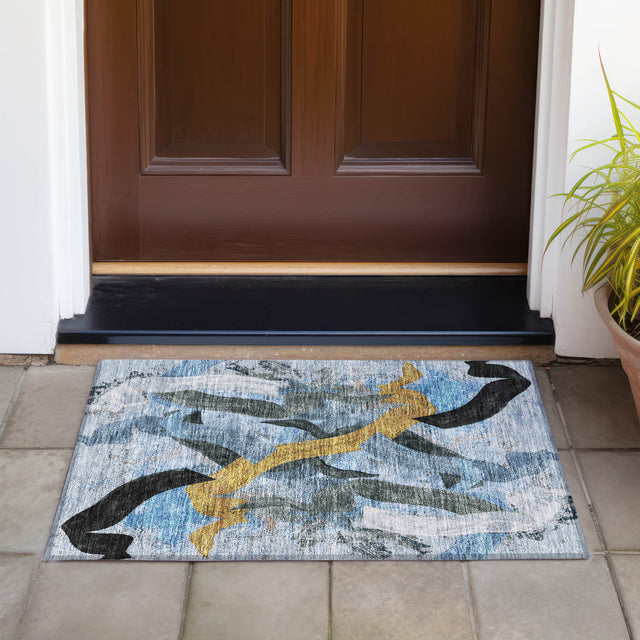 Addison Chantille ACN2191 Abstract Machine Made Transitional Denim Rug