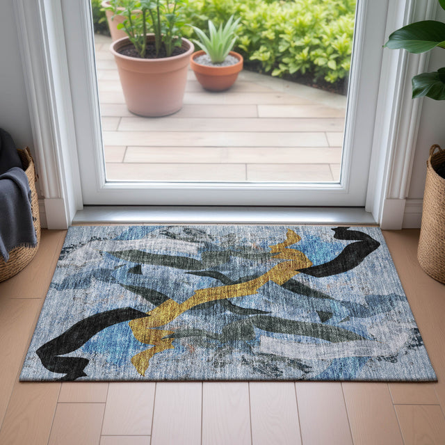 Addison Chantille ACN2191 Abstract Machine Made Transitional Denim Rug