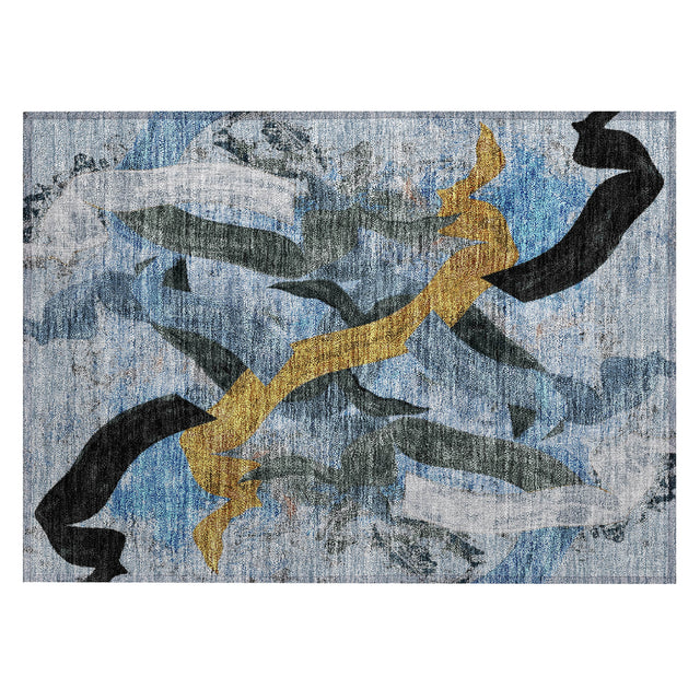 Addison Chantille ACN2191 Abstract Machine Made Transitional Denim Rug