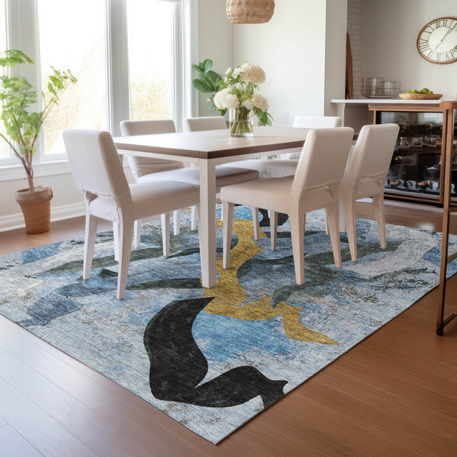 Addison Chantille ACN2191 Abstract Machine Made Transitional Denim Rug