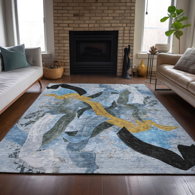 Addison Chantille ACN2191 Abstract Machine Made Transitional Denim Rug