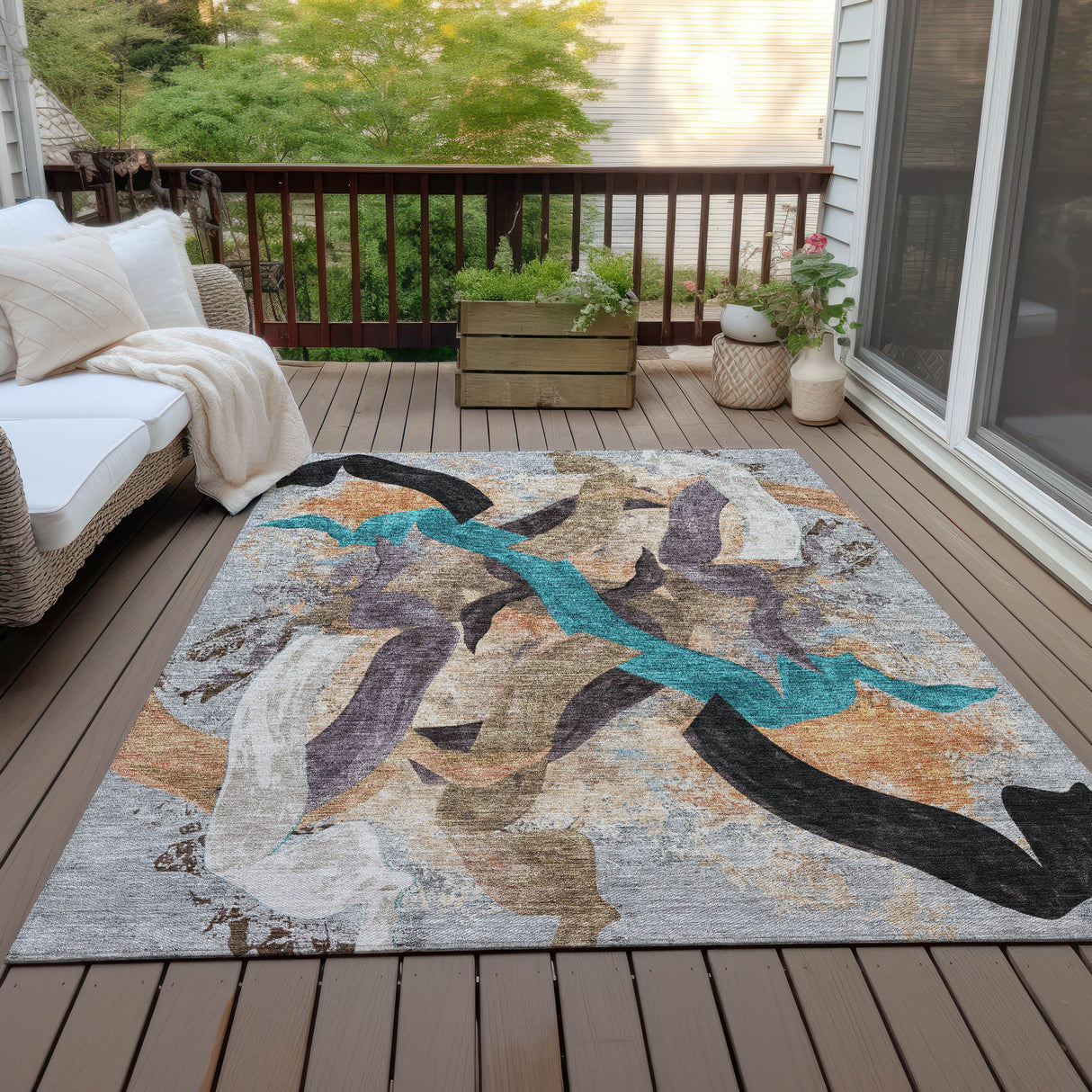Addison Chantille ACN2191 Abstract Machine Made Transitional Gray Rug