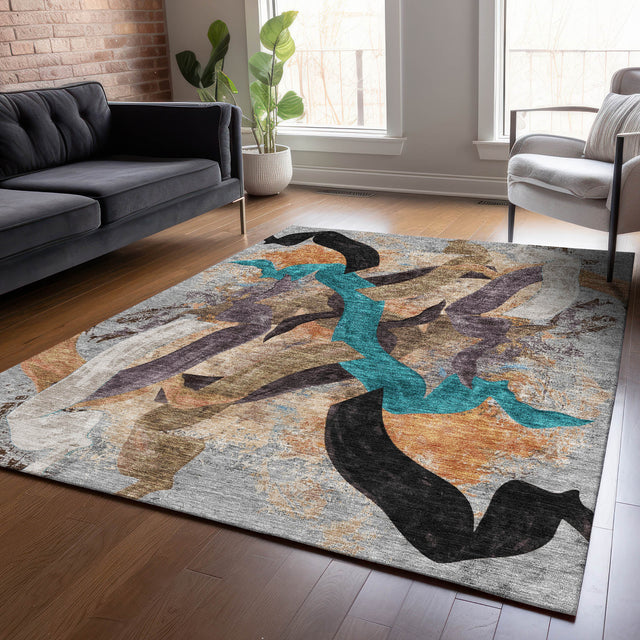 Addison Chantille ACN2191 Abstract Machine Made Transitional Gray Rug