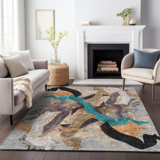 Addison Chantille ACN2191 Abstract Machine Made Transitional Gray Rug