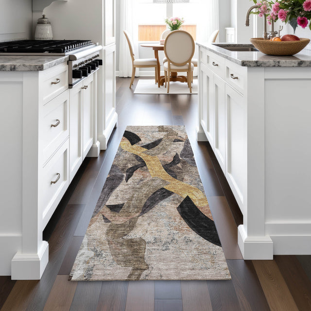 Addison Chantille ACN2191 Abstract Machine Made Transitional Taupe Rug