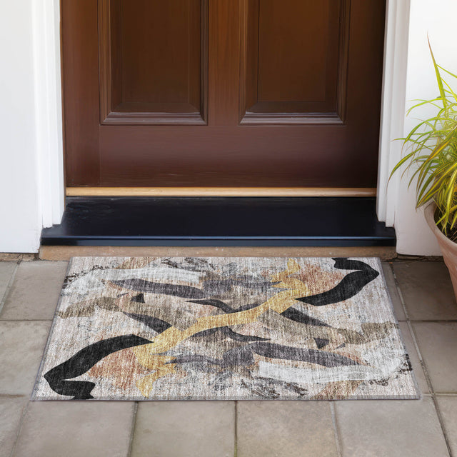 Addison Chantille ACN2191 Abstract Machine Made Transitional Taupe Rug