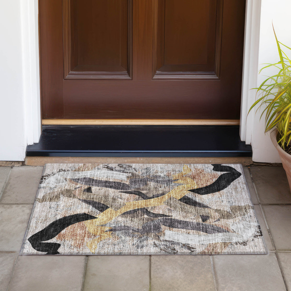 Addison Chantille ACN2191 Abstract Machine Made Transitional Taupe Rug