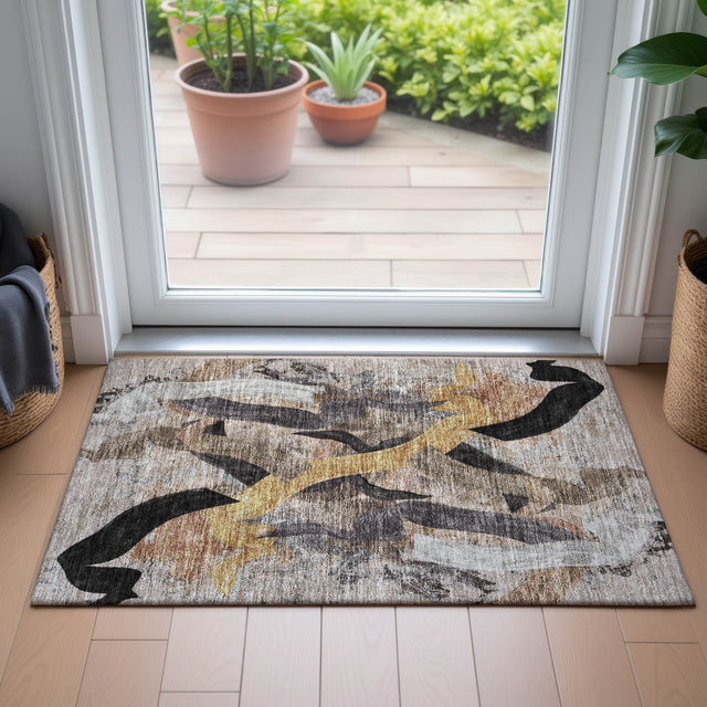 Addison Chantille ACN2191 Abstract Machine Made Transitional Taupe Rug