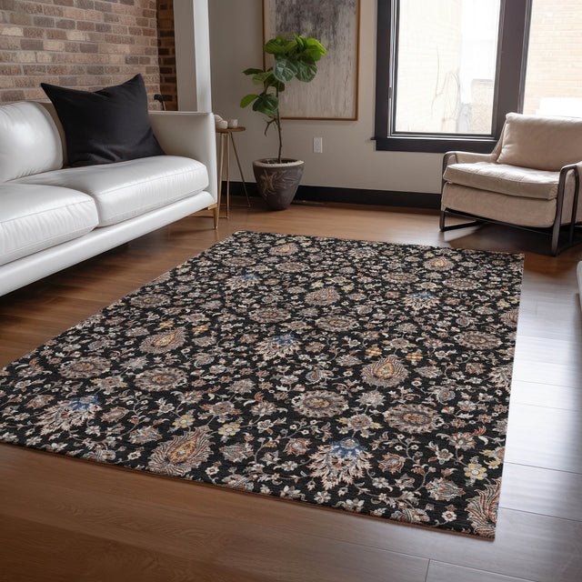 Addison Chantille ACN2192 Global Machine Made Traditional Black Rug