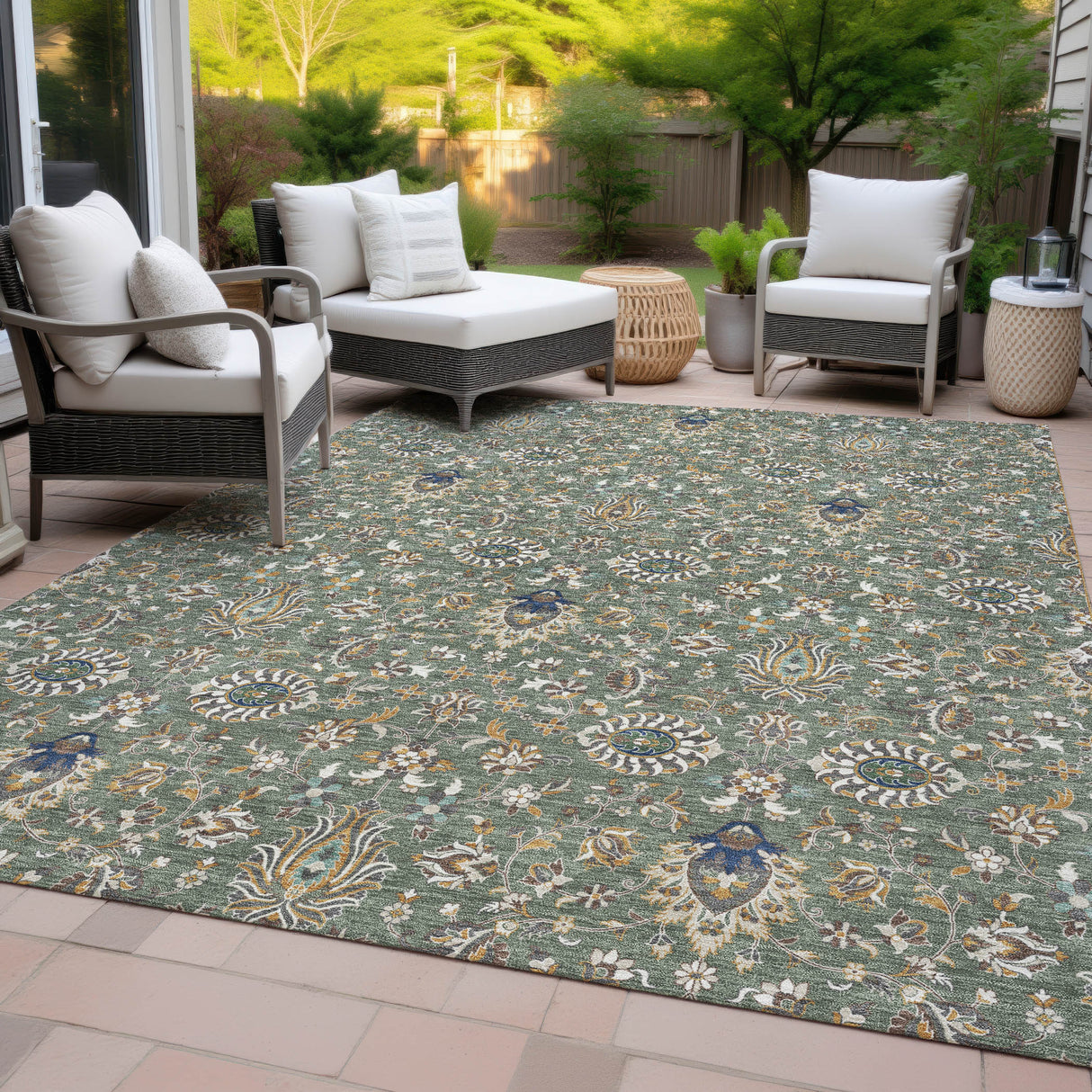 Addison Chantille ACN2192 Global Machine Made Traditional Green Rug