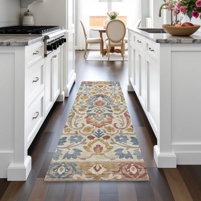 Addison Chantille ACN2193 Floral Machine Made Transitional Beige Rug