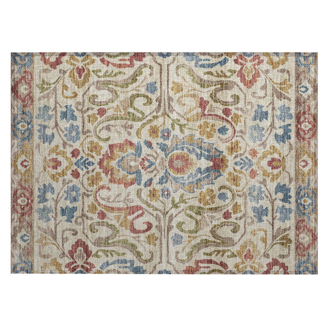 Addison Chantille ACN2193 Floral Machine Made Transitional Beige Rug