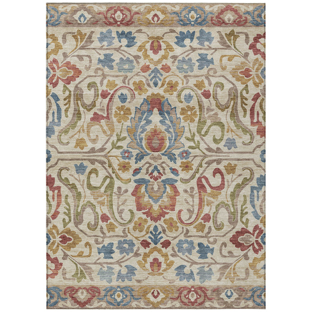 Addison Chantille ACN2193 Floral Machine Made Transitional Beige Rug