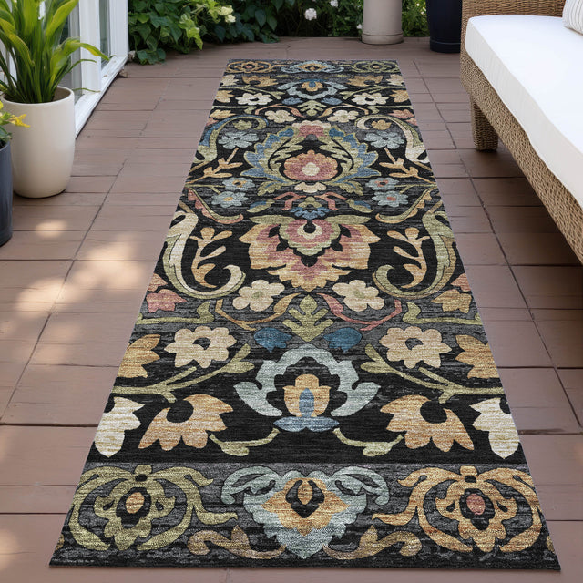 Addison Chantille ACN2193 Floral Machine Made Transitional Black Rug