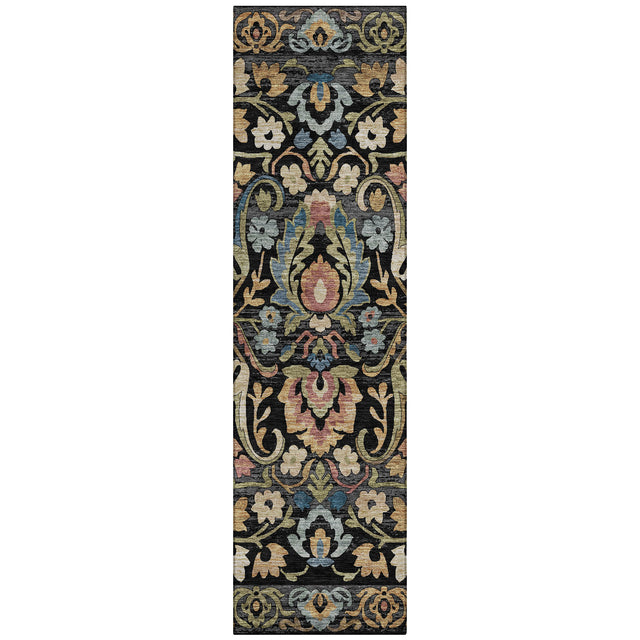Addison Chantille ACN2193 Floral Machine Made Transitional Black Rug