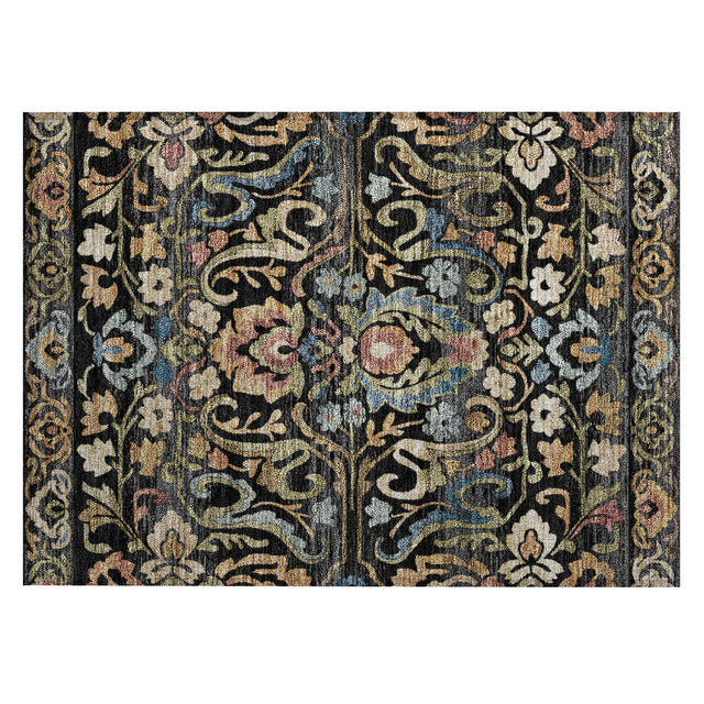 Addison Chantille ACN2193 Floral Machine Made Transitional Black Rug