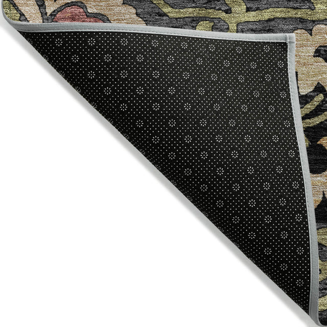 Addison Chantille ACN2193 Floral Machine Made Transitional Black Rug