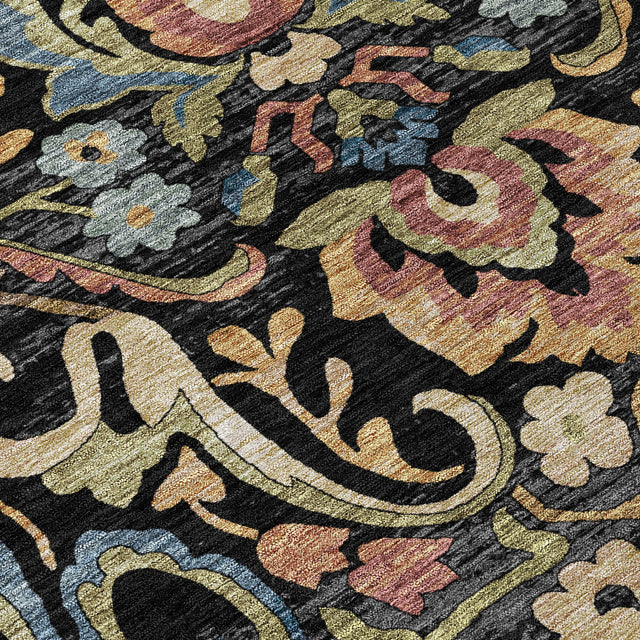 Addison Chantille ACN2193 Floral Machine Made Transitional Black Rug
