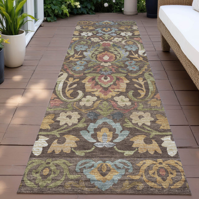 Addison Chantille ACN2193 Floral Machine Made Transitional Chocolate Rug