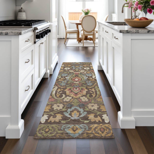 Addison Chantille ACN2193 Floral Machine Made Transitional Chocolate Rug