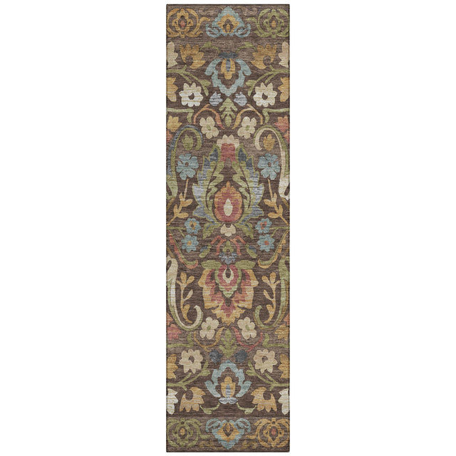 Addison Chantille ACN2193 Floral Machine Made Transitional Chocolate Rug