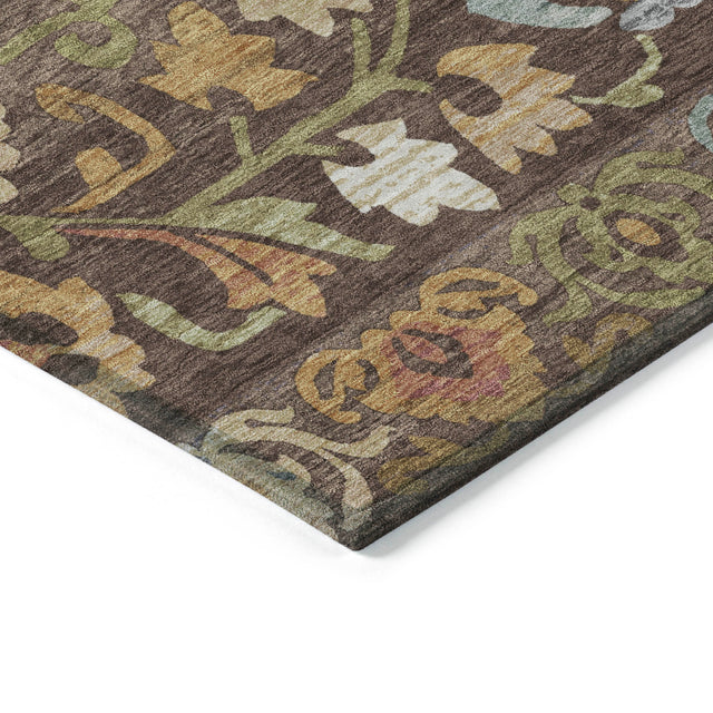 Addison Chantille ACN2193 Floral Machine Made Transitional Chocolate Rug