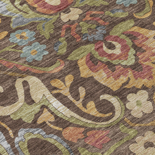 Addison Chantille ACN2193 Floral Machine Made Transitional Chocolate Rug