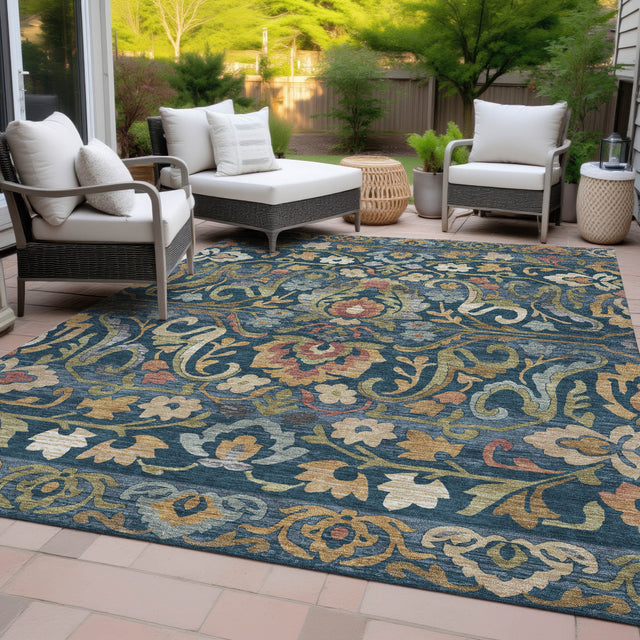 Addison Chantille ACN2193 Floral Machine Made Transitional Navy Rug