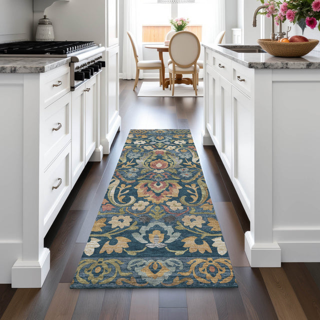 Addison Chantille ACN2193 Floral Machine Made Transitional Navy Rug