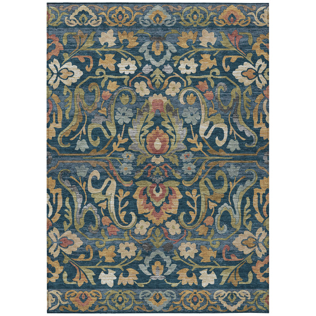 Addison Chantille ACN2193 Floral Machine Made Transitional Navy Rug