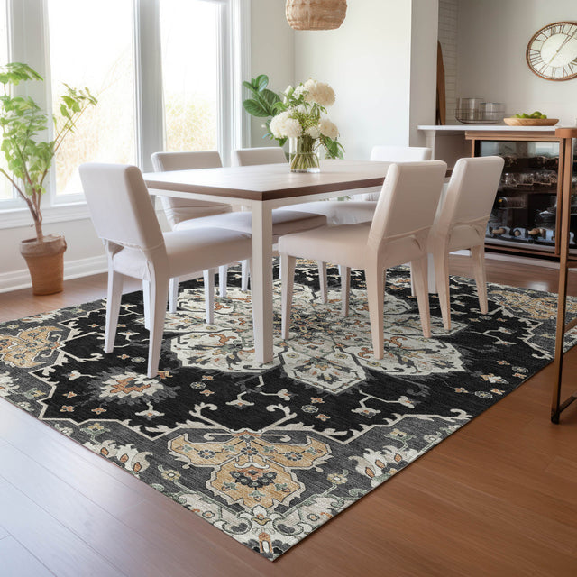 Addison Chantille ACN2194 Global Machine Made Traditional Black Rug