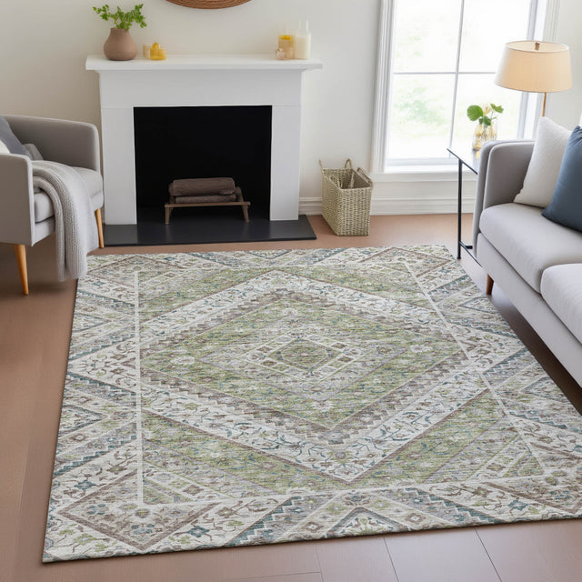 Addison Chantille ACN2195 Geometric Machine Made Transitional Aloe Rug