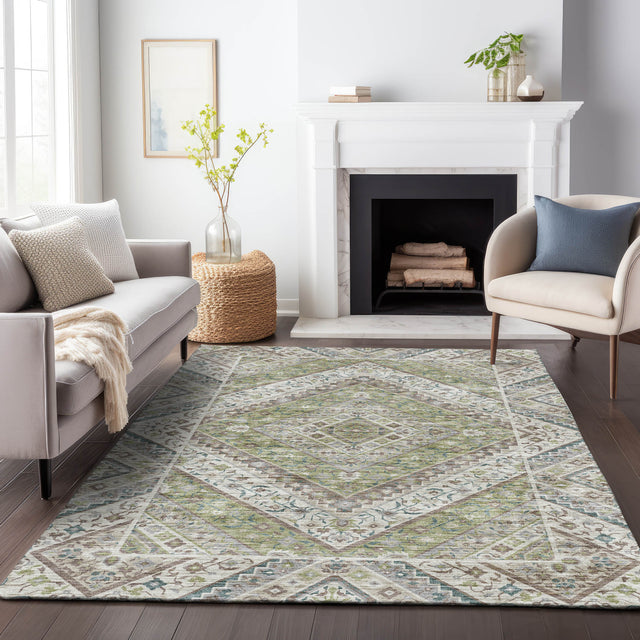 Addison Chantille ACN2195 Geometric Machine Made Transitional Aloe Rug