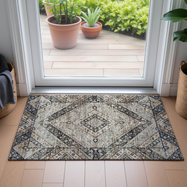 Addison Chantille ACN2195 Geometric Machine Made Transitional Black Rug