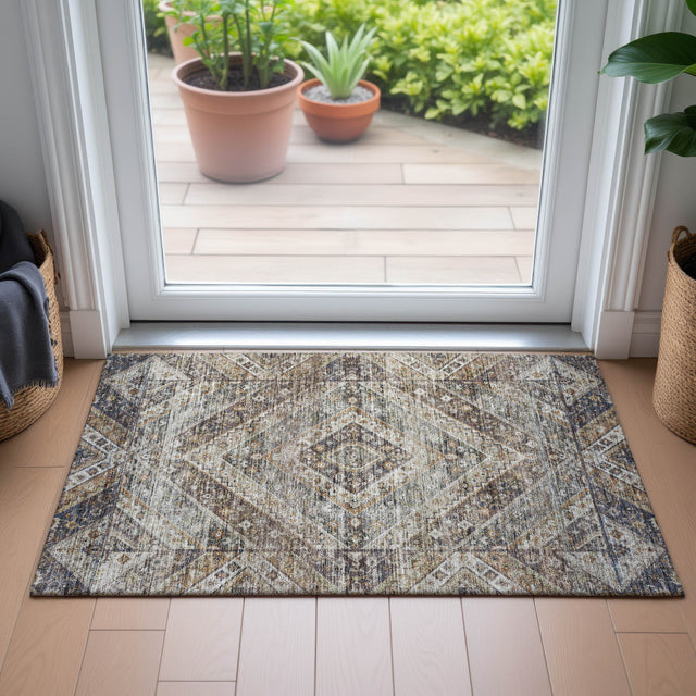 Addison Chantille ACN2195 Geometric Machine Made Transitional Brown Rug