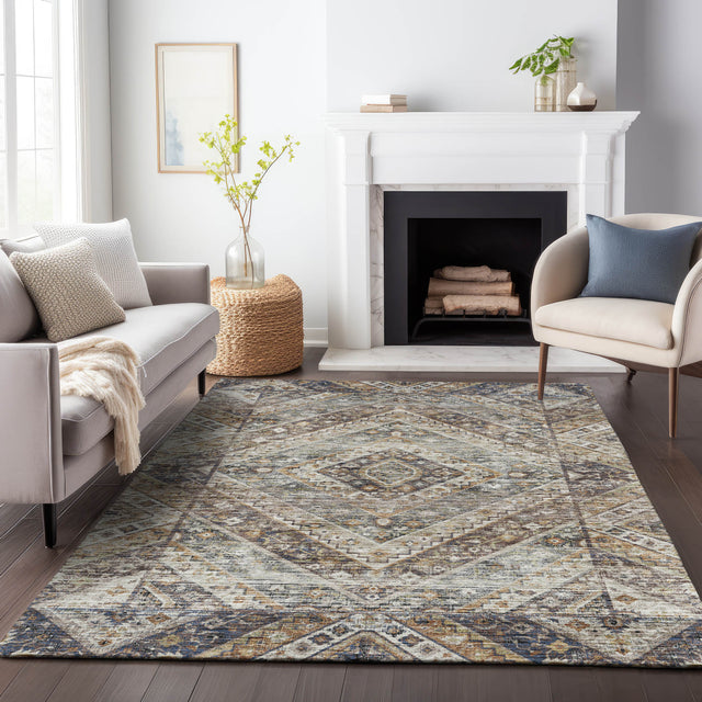 Addison Chantille ACN2195 Geometric Machine Made Transitional Brown Rug