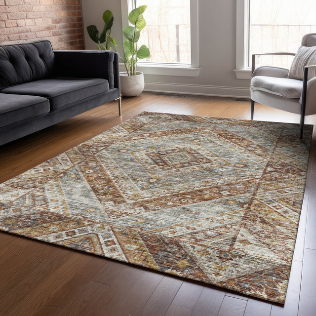 Addison Chantille ACN2195 Geometric Machine Made Transitional Paprika Rug